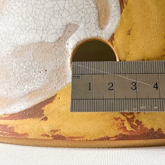 Handmade Art Pottery Ceramic Water Dispenser Crock White Floral on Yellow Signed - Picture 9 of 16